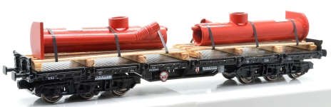 NPE NW22969 - H0 - Schwerlastwagen Samms-u 454 Maschinenteile rot, DB AG, Ep. VI